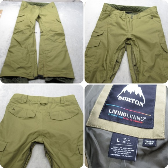 Burton Cargo Snow Pant Men Large Army Green Waterproof SkiSnowboard Gaiter 36x30 - Picture 1 of 16